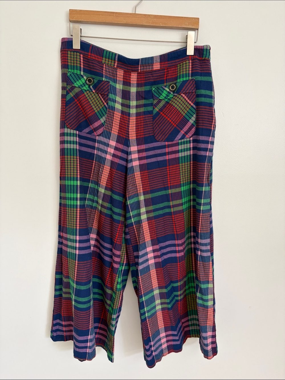 Anthropologie Maeve Plaid Wide-Leg Bottoms - Multicolor Size 14